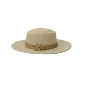 Michael Kors Women's Fedora with Brass Buckle Camel S/M